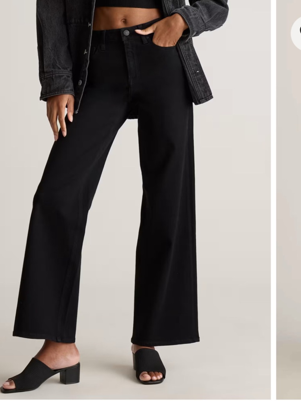 Quince Bella Stretch Wide Leg Jeans Black Size 27